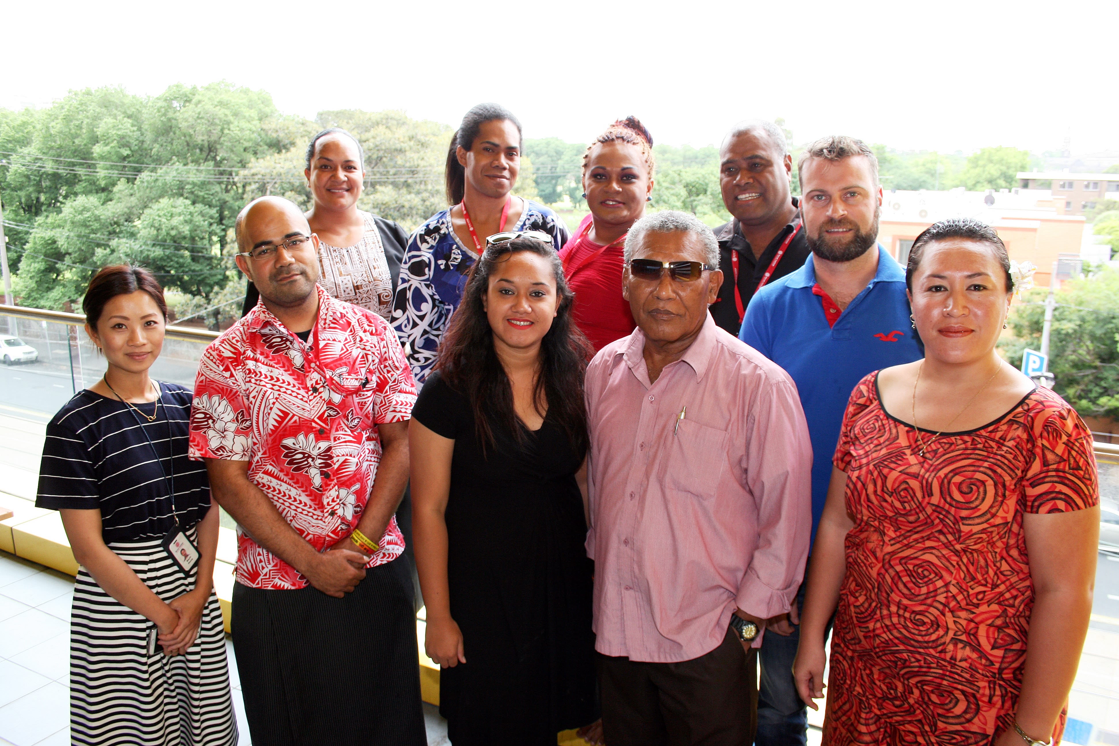 Group people from the Promoting inclusivity, equality, and diversity through sport in the Pacific fellowship with their program leader, Chad Hughes